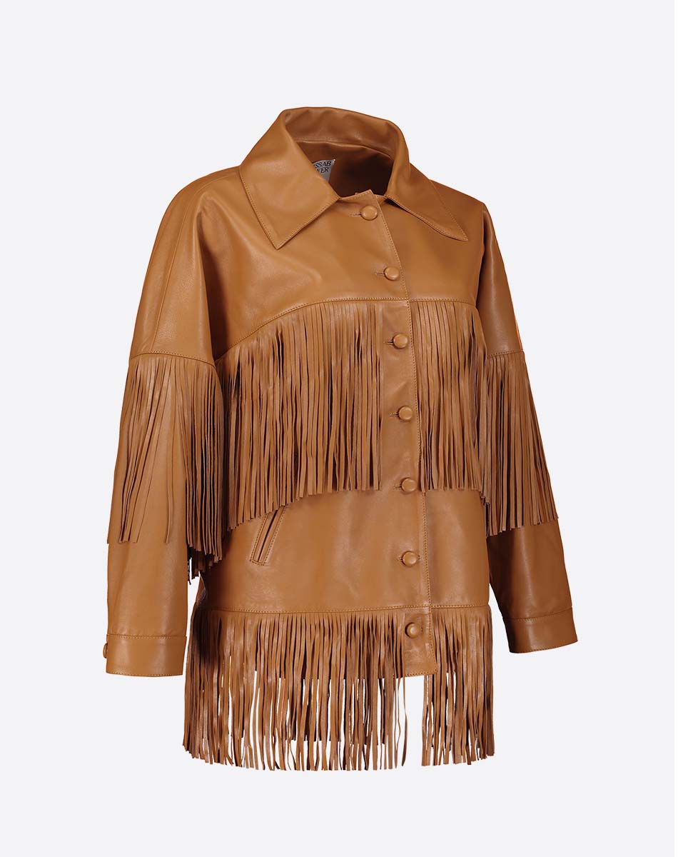 Loretta Leather Fringe Jacket