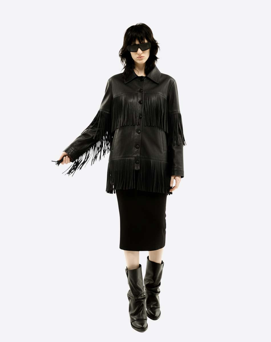 Loretta Leather Fringe Jacket