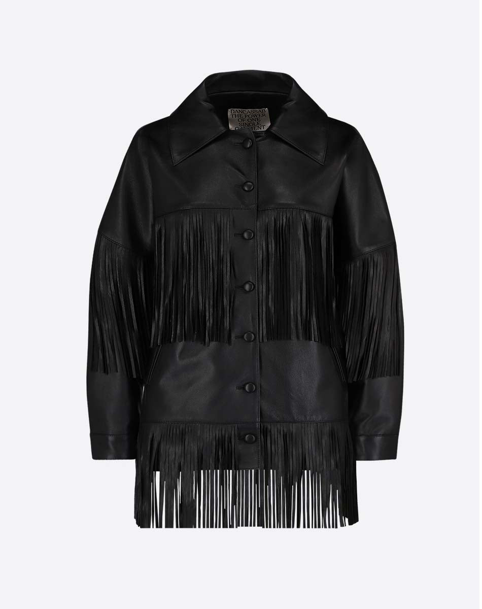 Loretta Leather Fringe Jacket