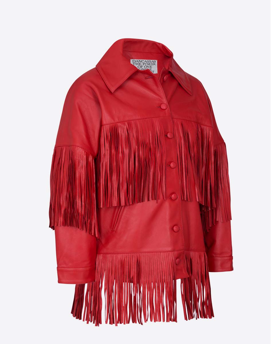 Loretta Leather Fringe Jacket