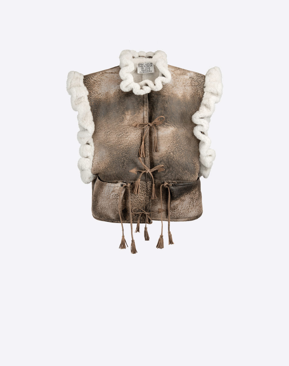 Cerezo Leather & Mongolian Fur Vest
