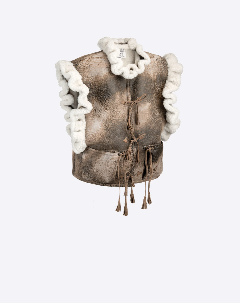 Cerezo Leather & Shearling Vest
