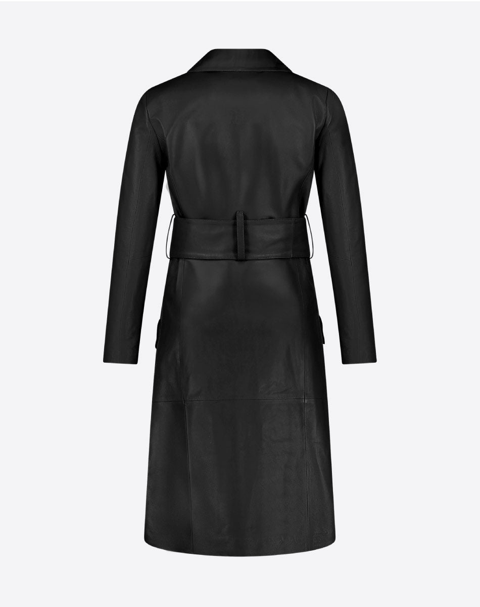 Black trench coat on a white background