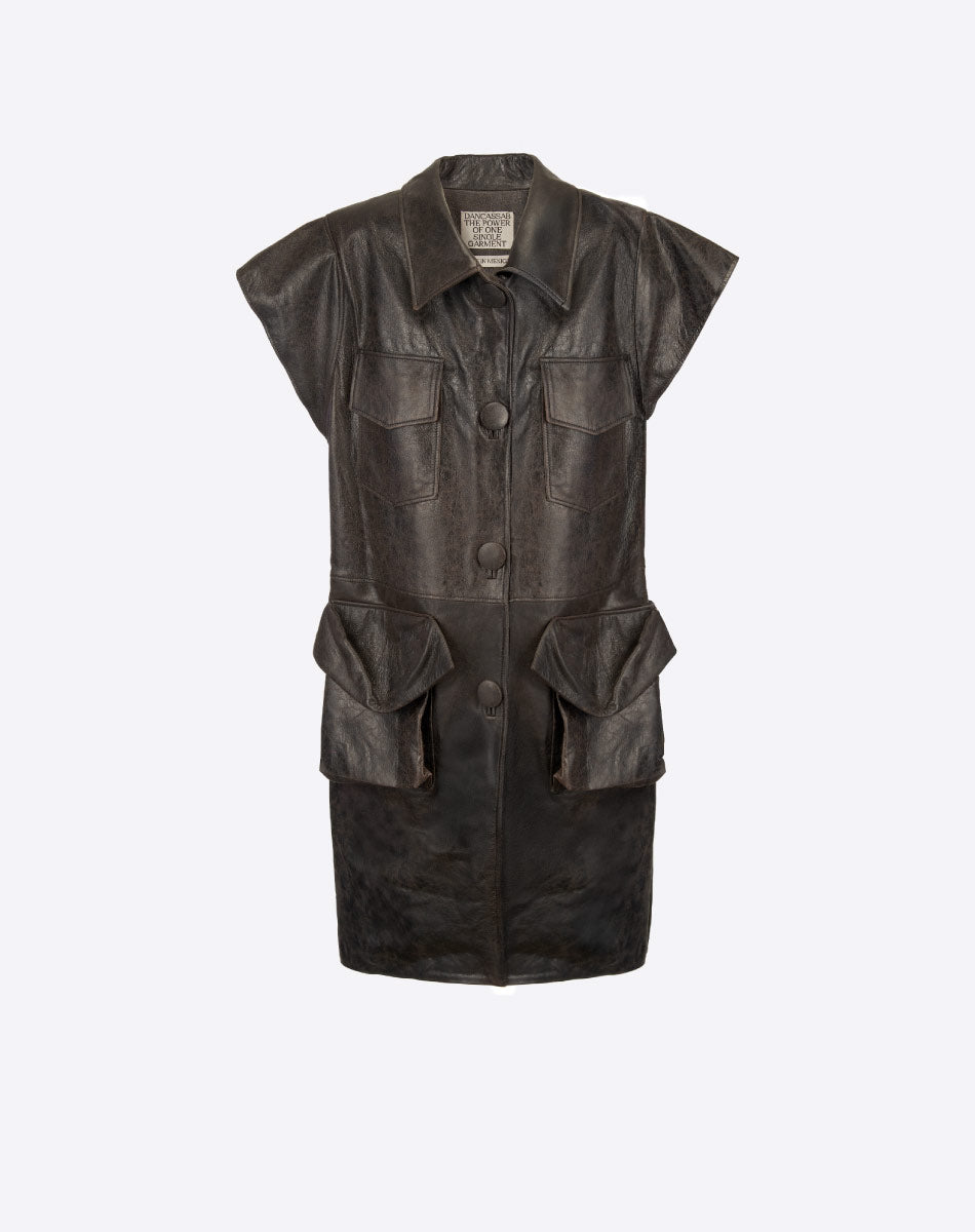 Florencia Long Leather Vest