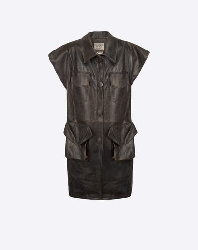Florencia Long Leather Vest