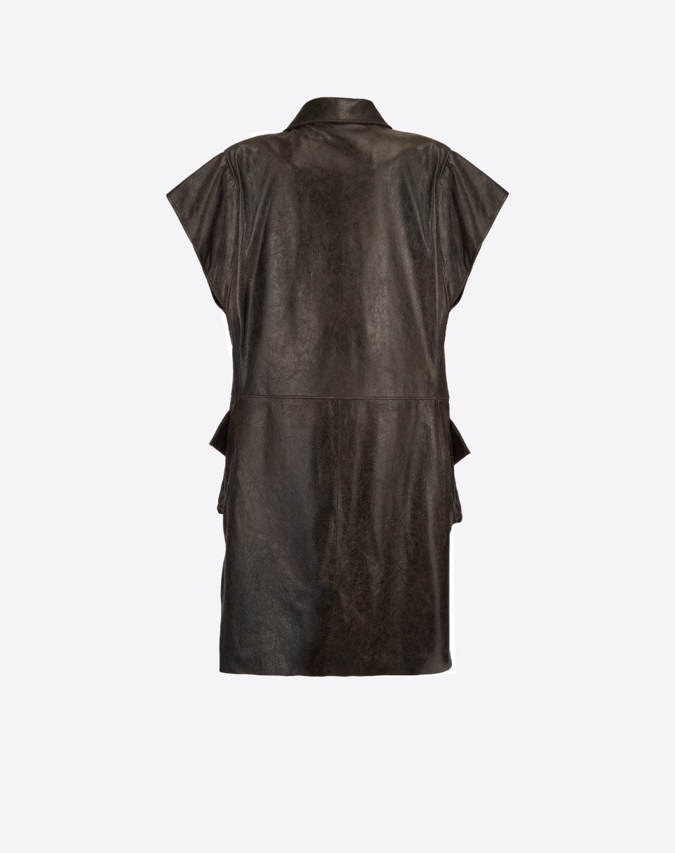 Florencia Long Leather Vest