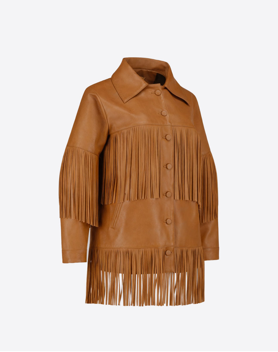 Loretta Leather Fringe Jacket