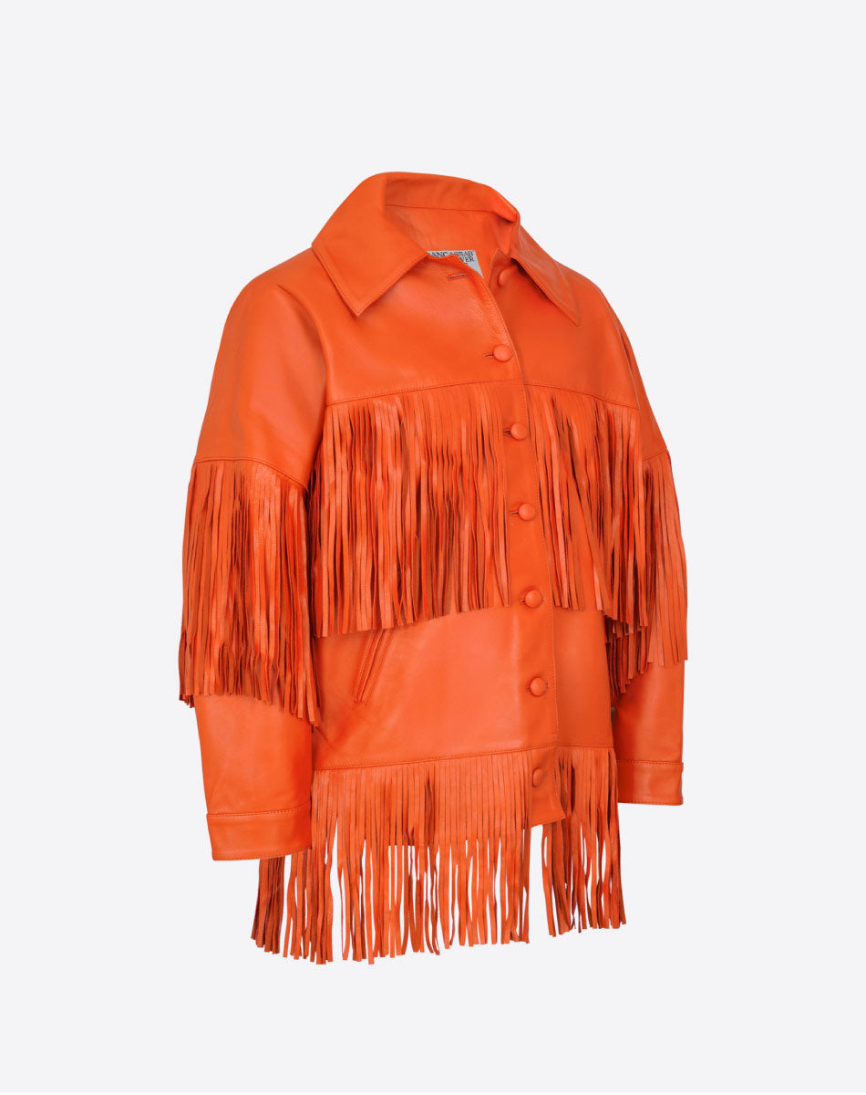 Loretta Leather Fringe Jacket