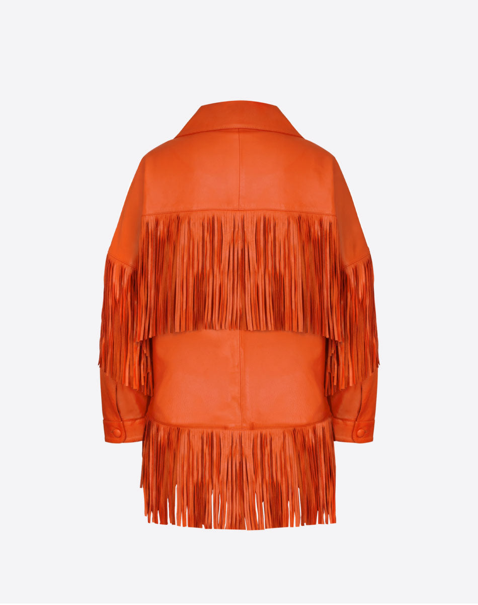 Loretta Leather Fringe Jacket