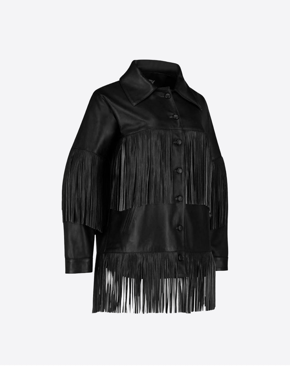 Loretta Leather Fringe Jacket