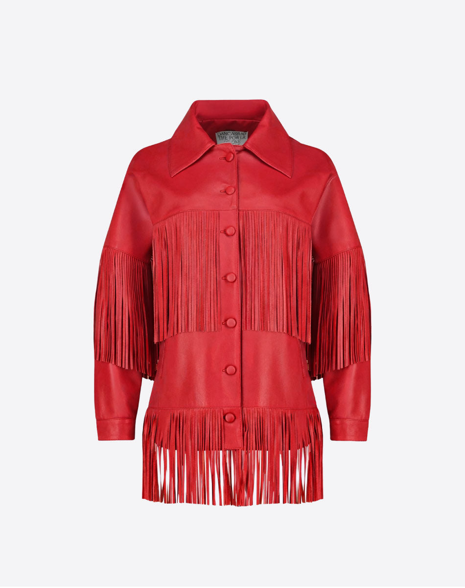 Loretta Leather Fringe Jacket