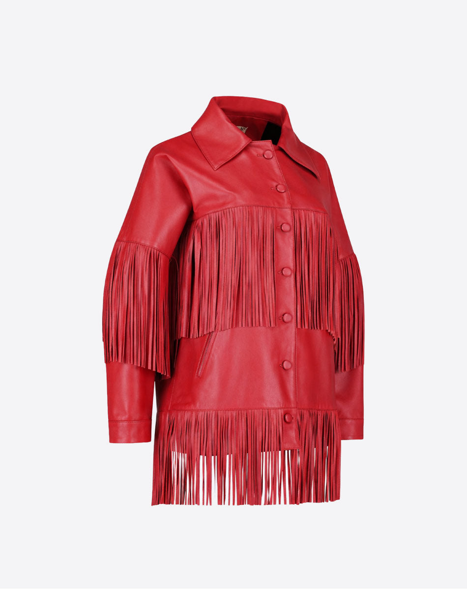 Loretta Leather Fringe Jacket