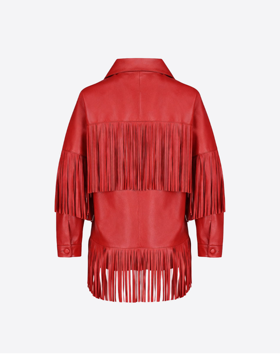 Loretta Leather Fringe Jacket