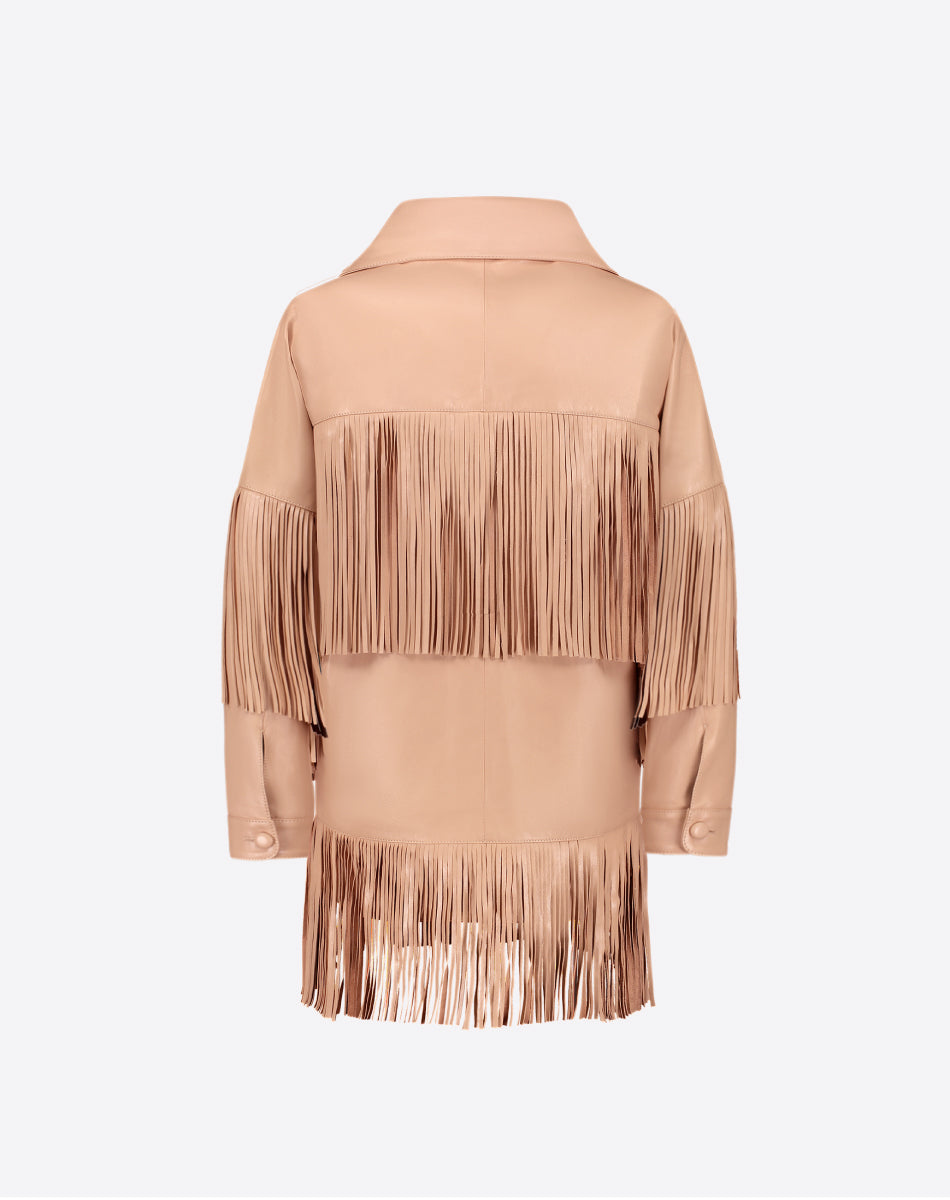 Loretta Leather Fringe Jacket