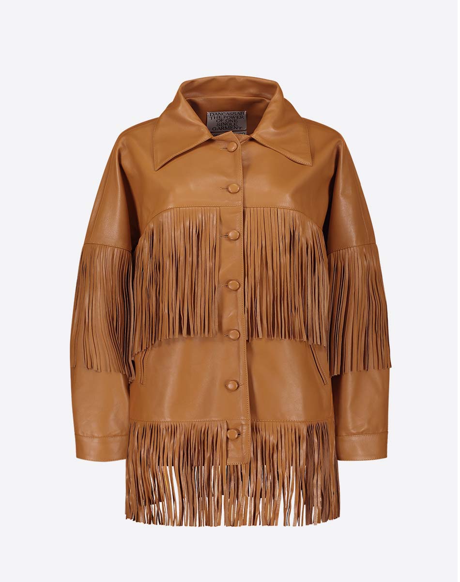 Loretta Leather Fringe Jacket