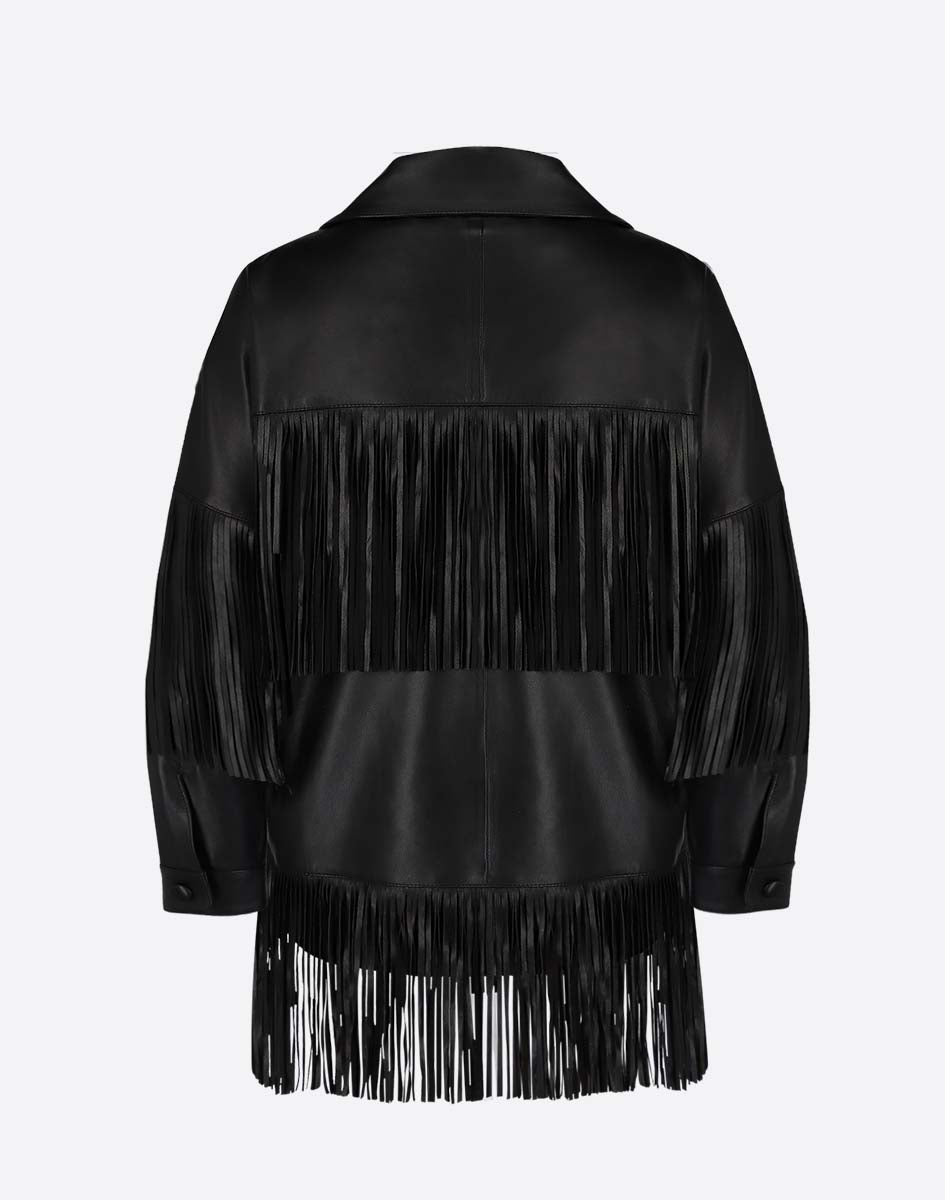 Loretta Leather Fringe Jacket