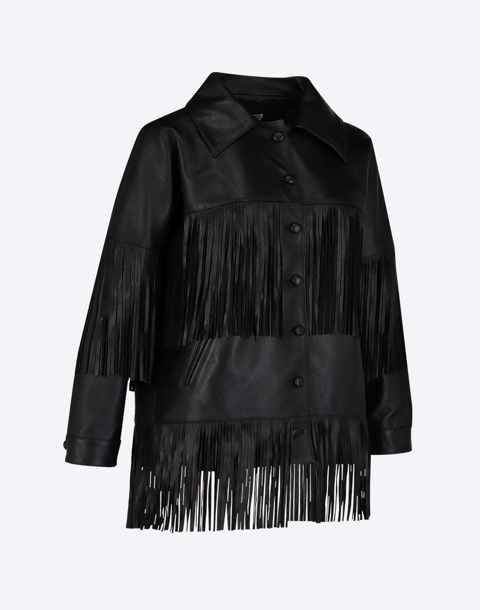 Loretta Leather Fringe Jacket