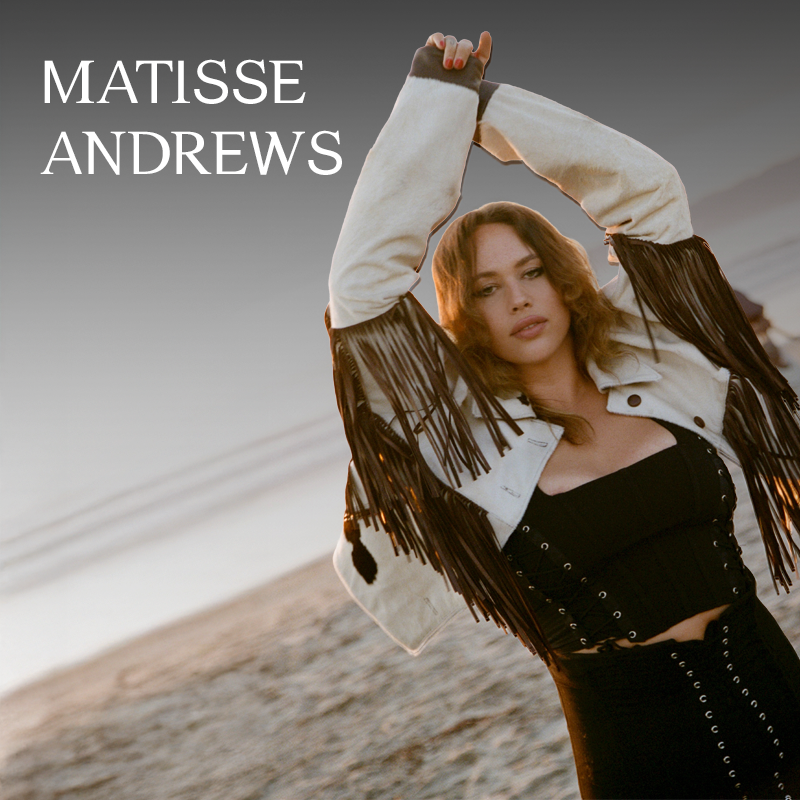matisse andrews wearing taylor cowhide