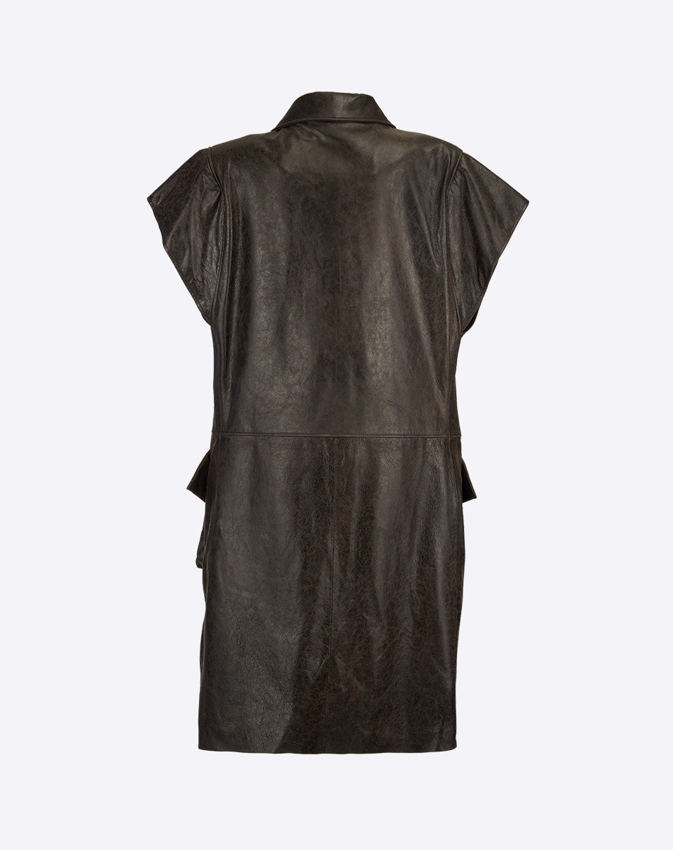 Florencia Long Leather Vest