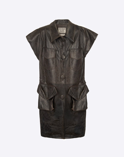 Florencia Long Leather Vest