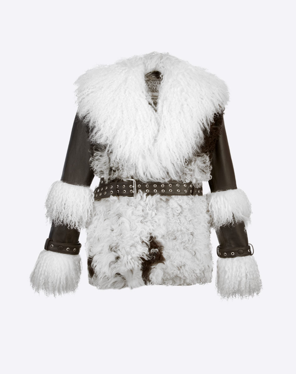Trix Leather & Mongolian Fur Jacket