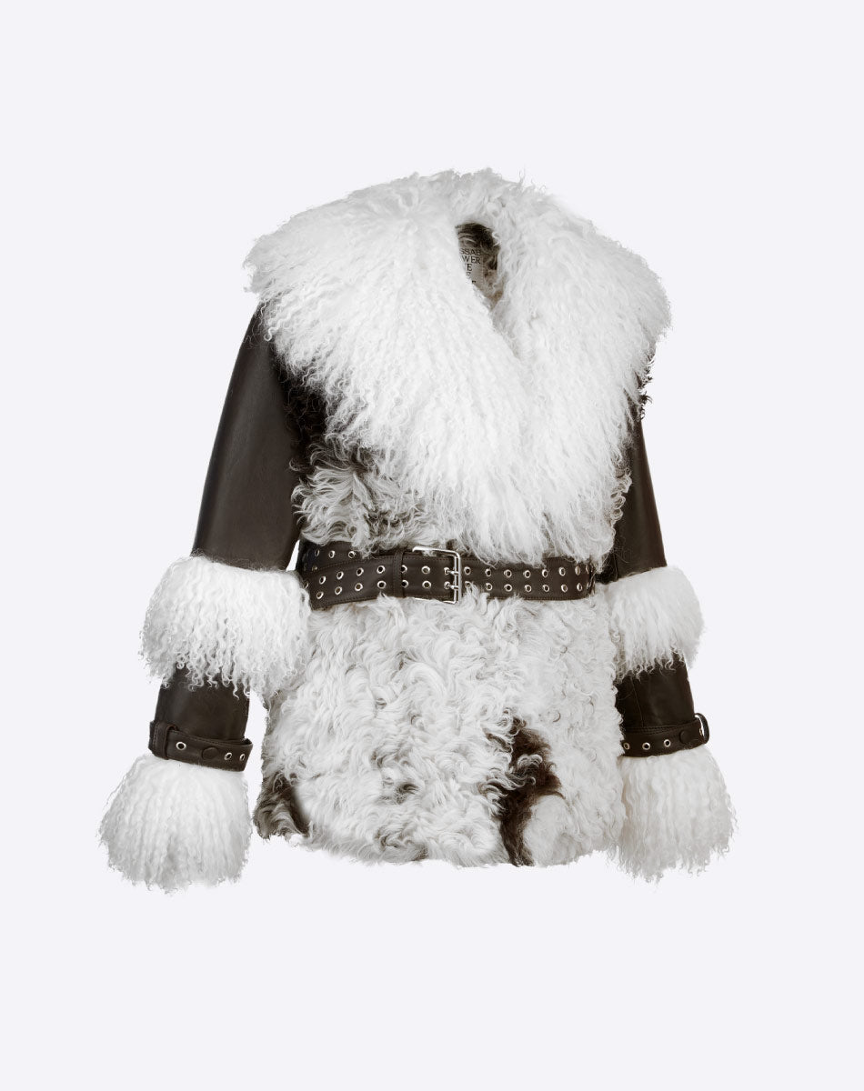 Trix Leather & Mongolian Fur Jacket