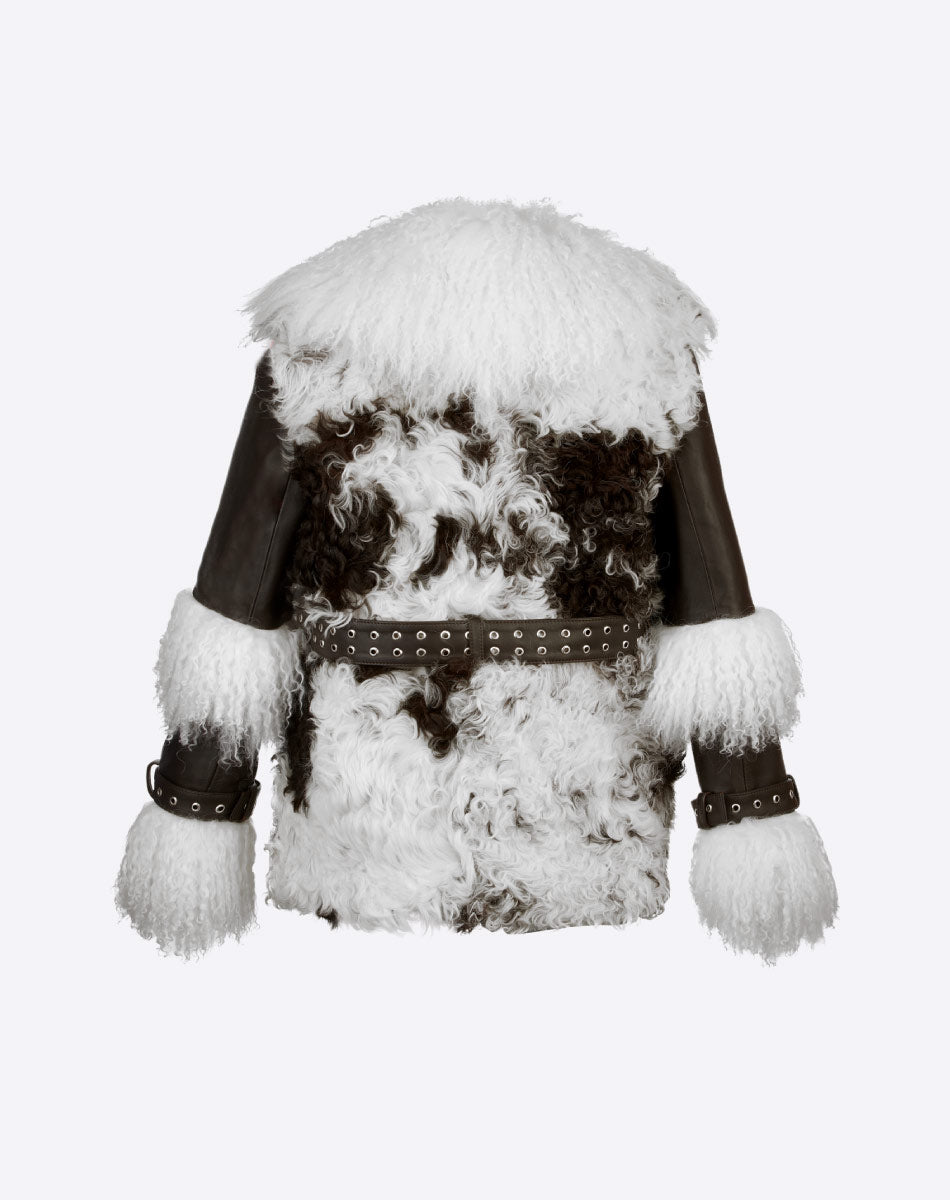 Trix Leather & Mongolian Fur Jacket