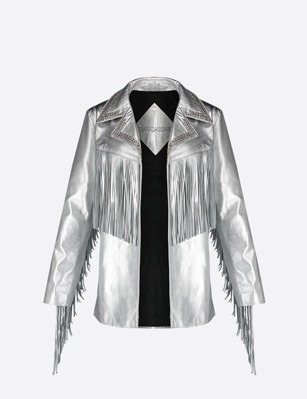 DANCASSAB fringe leather jacket - Grey